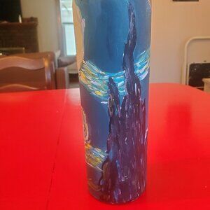 Hand painted wine bottle starry night